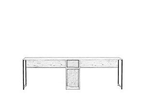 Ikili Calisma" houten bureau - 240 x 60 x 74 cm - Zwart Atlantisch Grenen