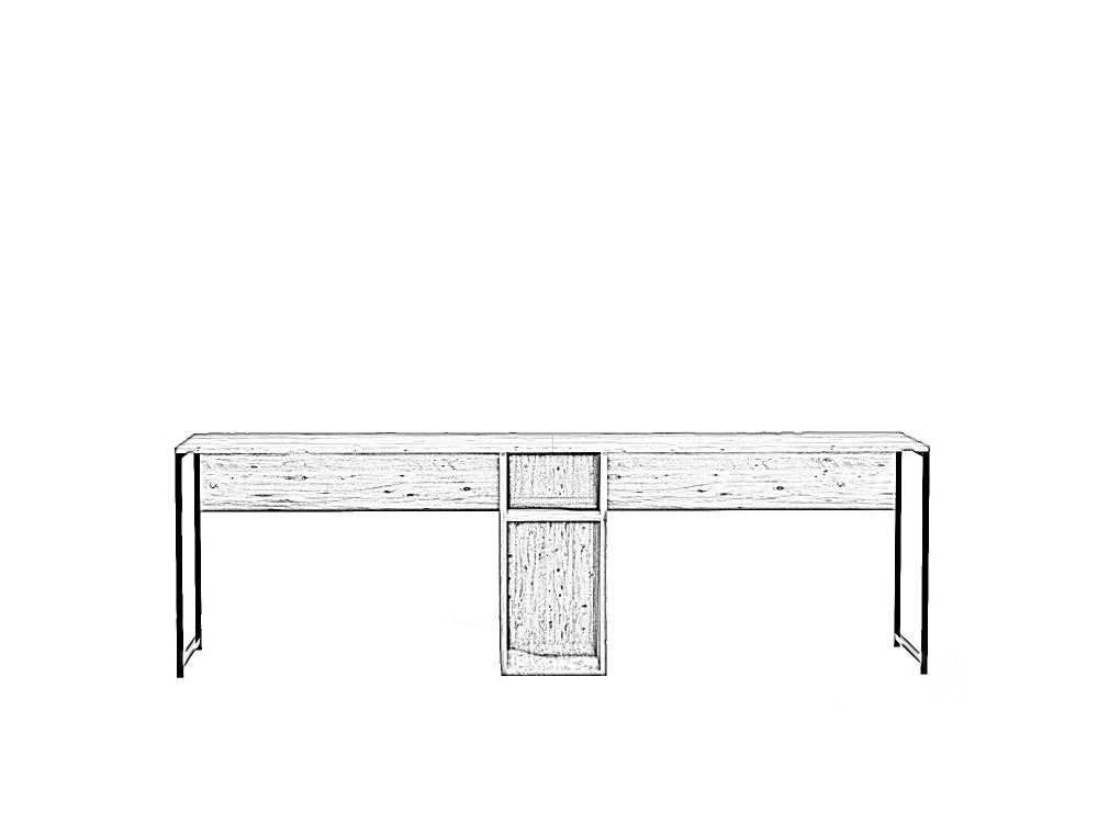 Ikili Calisma" houten bureau - 240 x 60 x 74 cm - Zwart Atlantisch Grenen