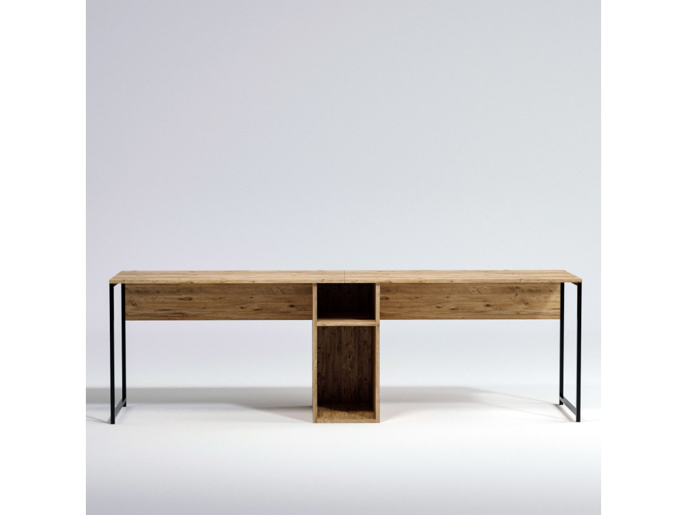 Ikili Calisma" houten bureau - 240 x 60 x 74 cm - Zwart Atlantisch Grenen