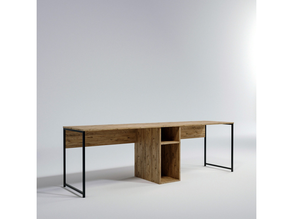 Ikili Calisma" houten bureau - 240 x 60 x 74 cm - Zwart Atlantisch Grenen