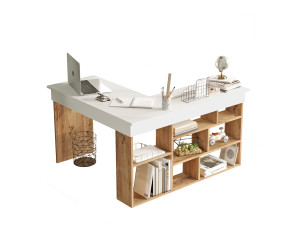 CT5" houten bureau - 129 x 120 x 72 cm - Atlantic Pine Wit