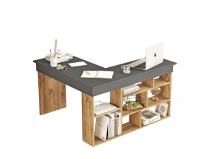 Houten bureau CT5 - 129 x 120 x 72 cm - Atlantic Pine Antraciet