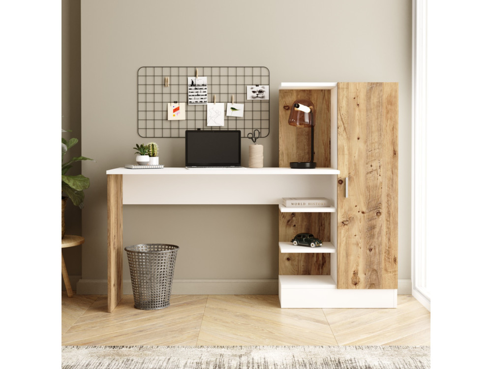 Houten bureau CT2 - 152 x 40 x 120 cm - Atlantic Pine Wit