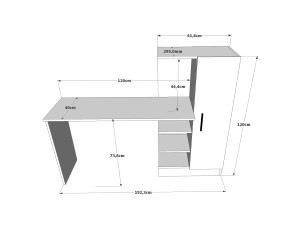 Houten bureau CT2 - 152 x 40 x 120 cm - Atlantic Pine Zwart