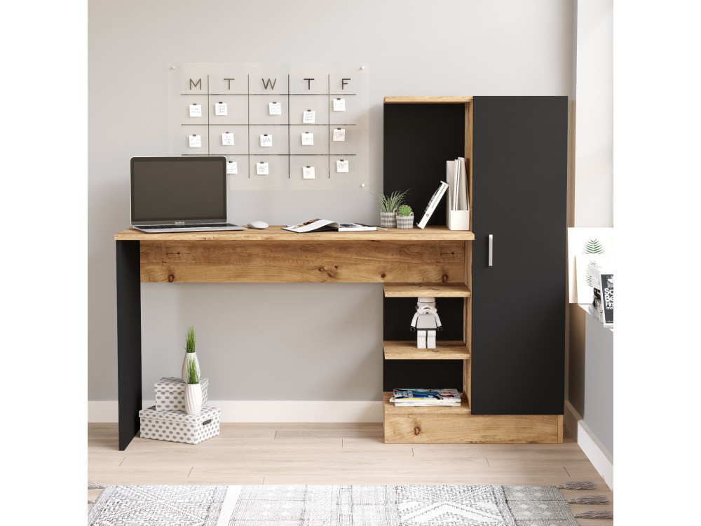 Houten bureau CT2 - 152 x 40 x 120 cm - Atlantic Pine Zwart