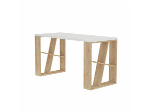 Honey" houten bureau - 140 x 60 x 75 cm - Wit eiken