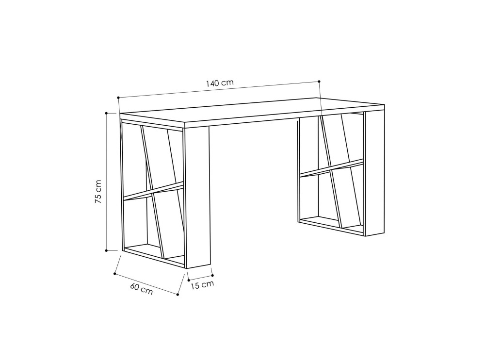 Honey" houten bureau - 140 x 60 x 75 cm - Wit eiken