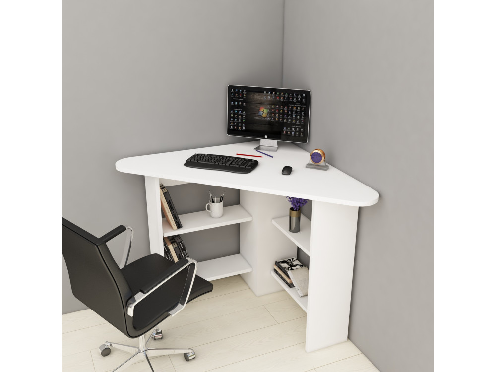 Houten hoekbureau - 80 x 80 x 73 cm - Wit