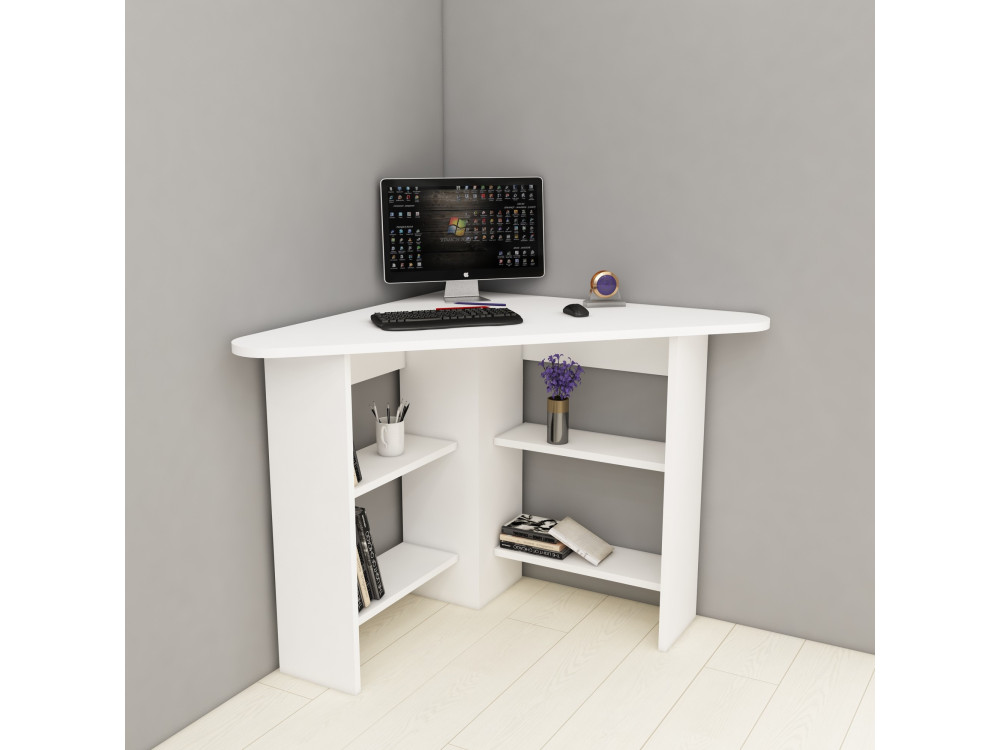 Houten hoekbureau - 80 x 80 x 73 cm - Wit