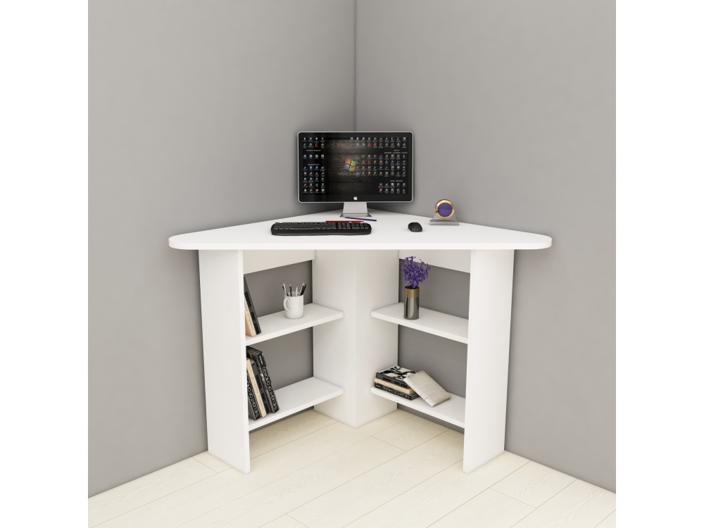 Houten hoekbureau - 80 x 80 x 73 cm - Wit