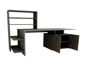 Houten bureau "Melis" - 146 x 60 x 128 cm - Noten Antraciet
