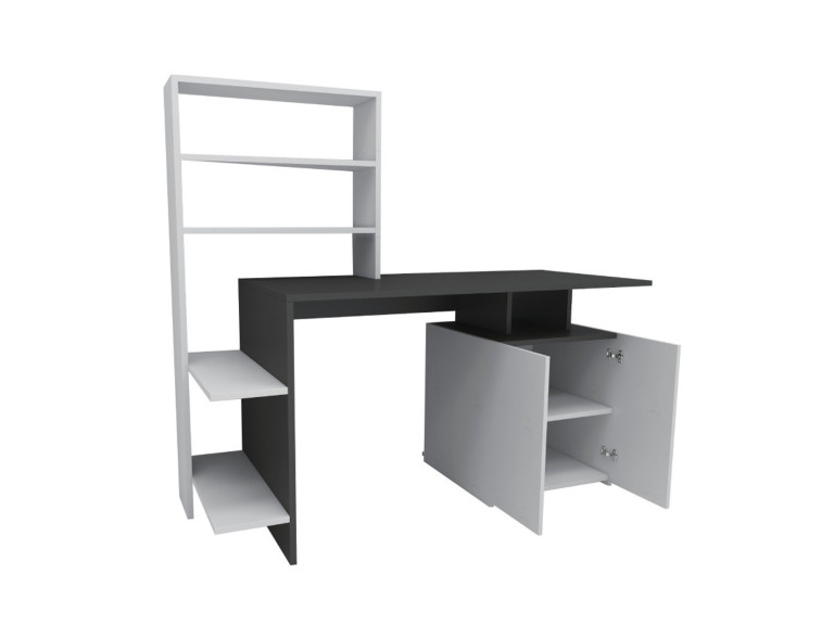 Houten bureau "Melis" - 146 x 60 x 128 cm - Antraciet Wit