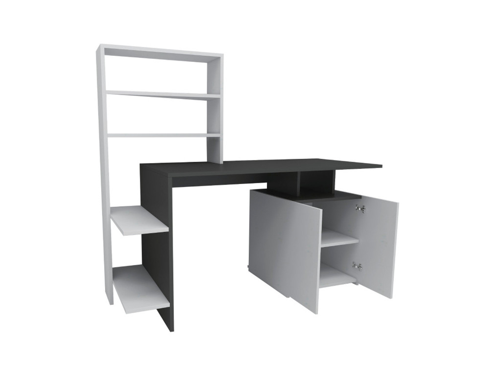 Houten bureau "Melis" - 146 x 60 x 128 cm - Antraciet Wit