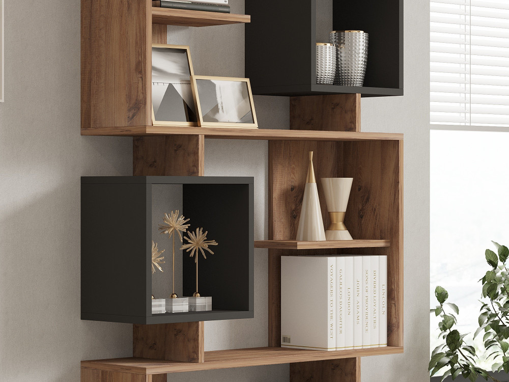 Houten boekenkast "Icardi" - 90 x 24 x 171 cm - Atlantic PineAnthraciet