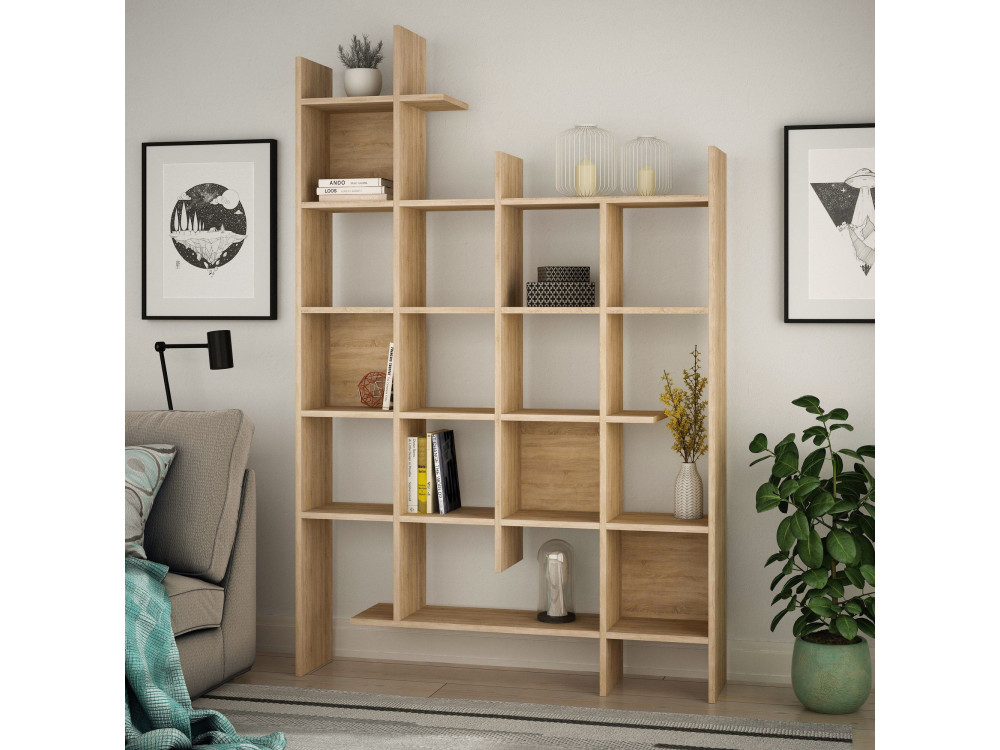 Houten boekenkast "Manco" - 122 x 25 x 188 cm - Eikenhout