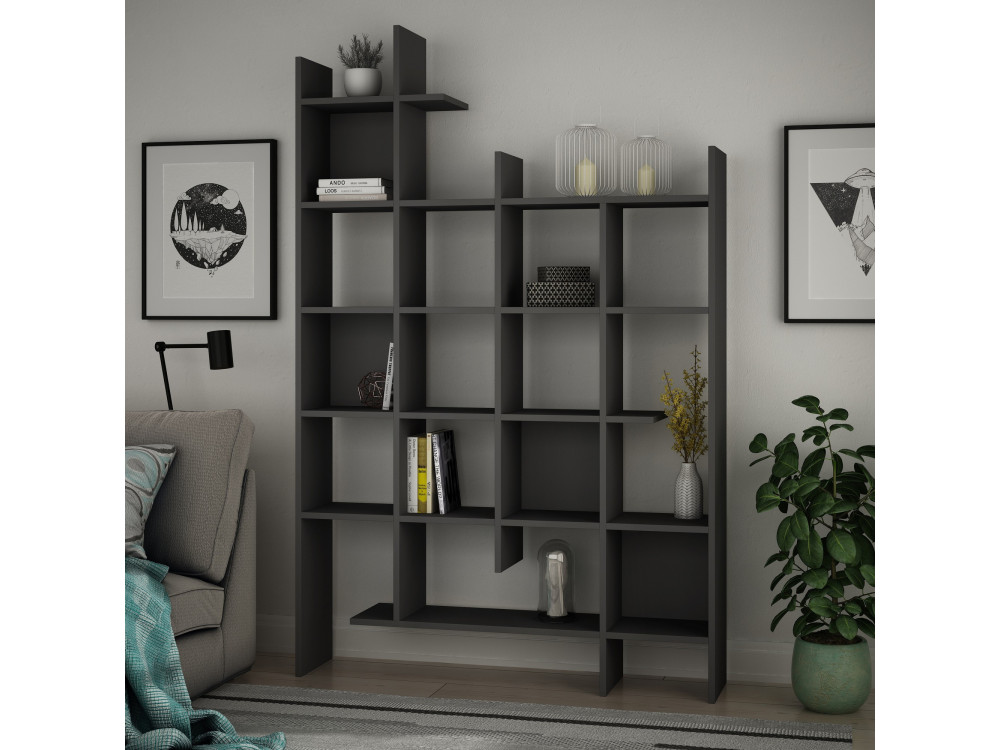 Houten boekenkast "Manco" - 122 x 25 x 188 cm - Antraciet