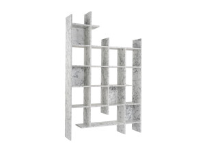 Houten boekenkast "Manco" - 122 x 25 x 188 cm - Gemarmerd wit