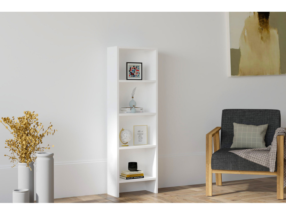 Houten boekenkast "Barkin" - 40 x 19 x 150 cm - Wit