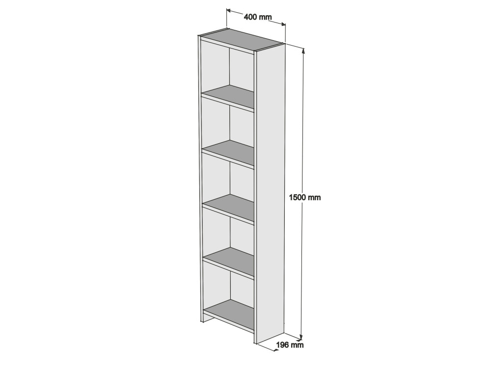 Houten boekenkast "Barkin" - 40 x 19 x 150 cm - Wit