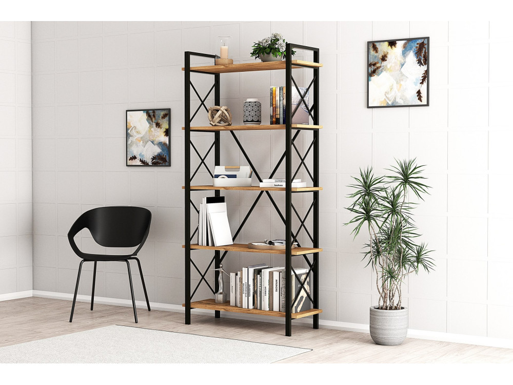 Houten boekenkast "Nero" - 90 x 33 x 180 cm - Atlantic PineZwart