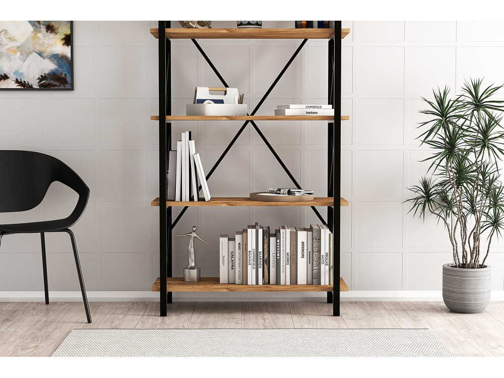 Houten boekenkast "Nero" - 90 x 33 x 180 cm - Atlantic PineZwart