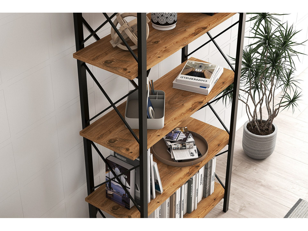 Houten boekenkast "Nero" - 90 x 33 x 180 cm - Atlantic PineZwart