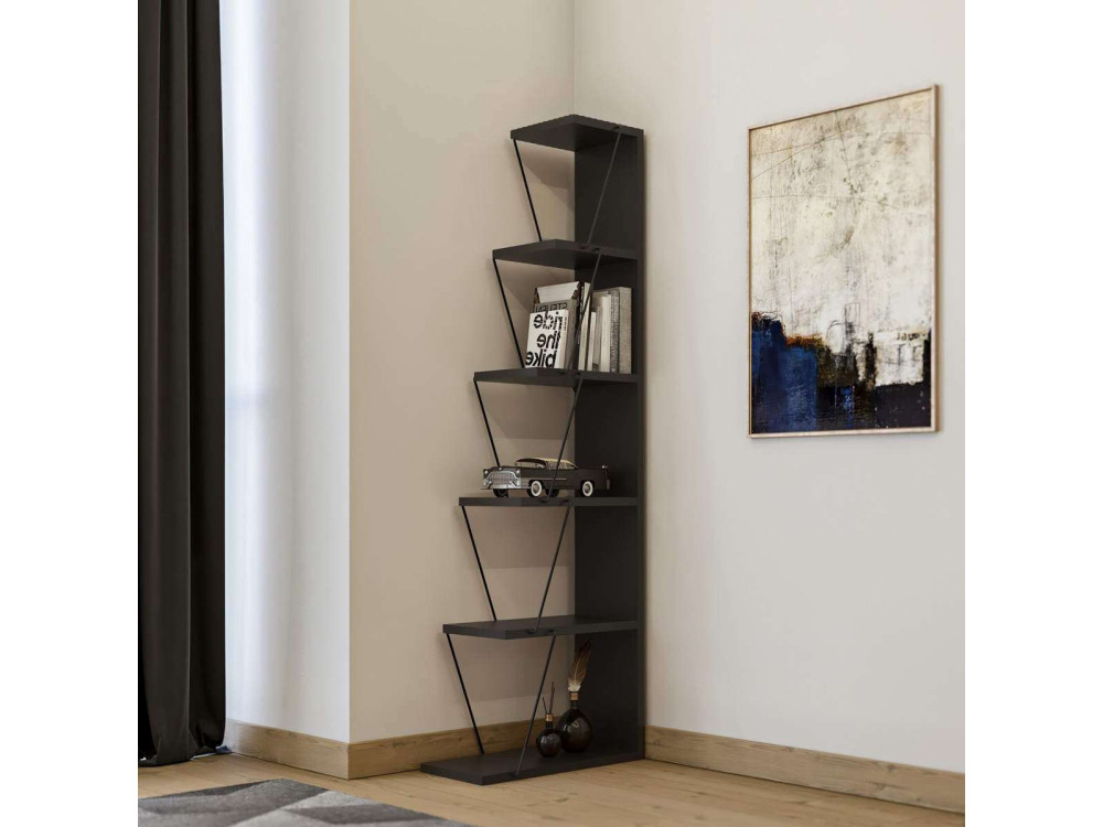 Houten boekenkast "Melinos" - 50 x 22 x 150 cm - Antracietgrijs