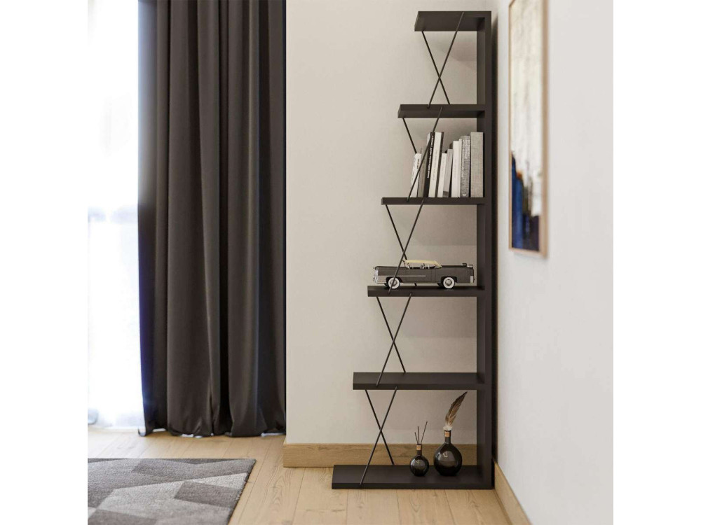 Houten boekenkast "Melinos" - 50 x 22 x 150 cm - Antracietgrijs
