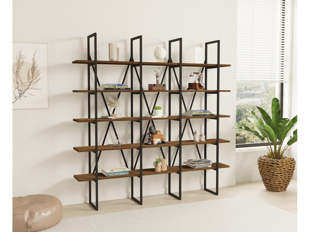 Houten boekenkast "Beylerbeyi" - 160 x 26 x 160 cm - NotelaarZwart