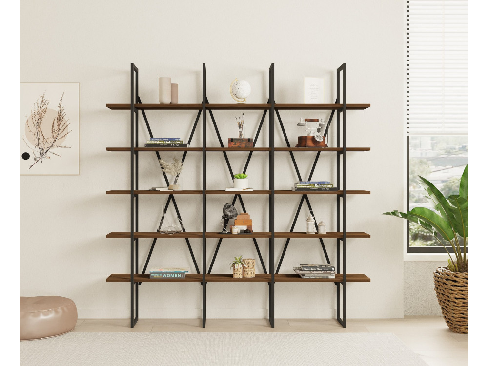 Houten boekenkast "Beylerbeyi" - 160 x 26 x 160 cm - NotelaarZwart