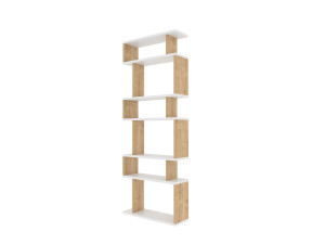 Houten boekenkast "Bates" - 60 x 19 x 160 cm - Wit eiken