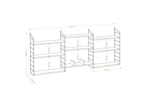Houten boekenkast "Laba" - 216 x 20 x 85 cm - Eik