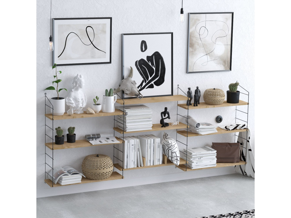Houten boekenkast "Laba" - 216 x 20 x 85 cm - Eik