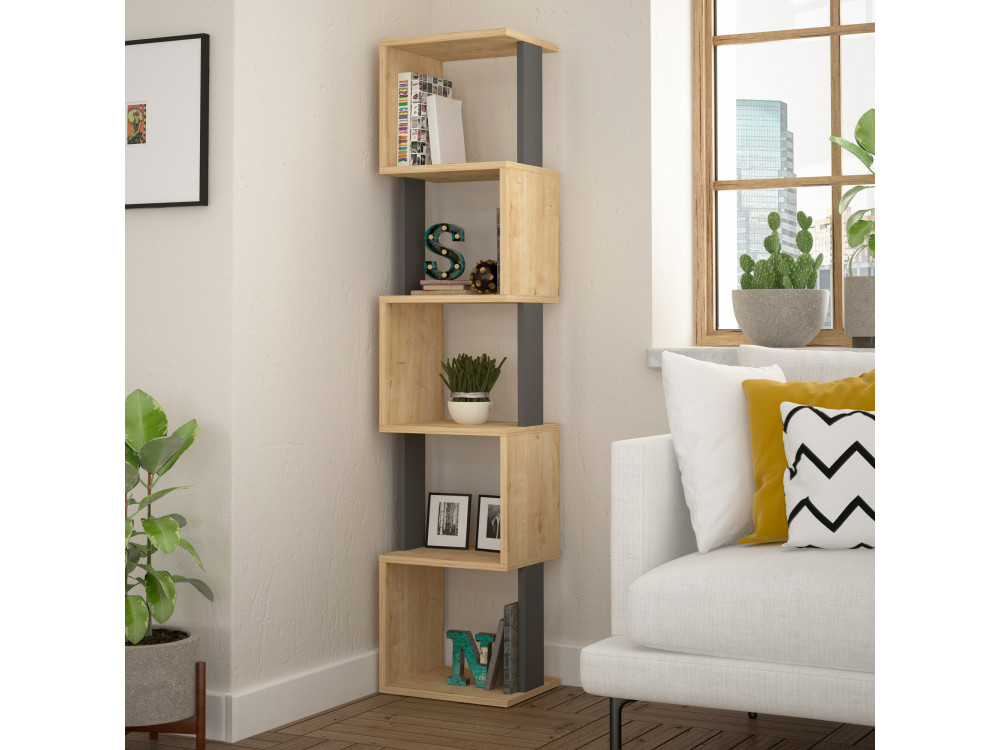 Houten boekenkast "Piri" - 35 x 30 x 161 cm - Sonoma EikAnthraciet