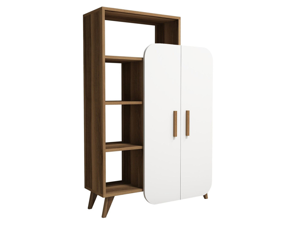 Houten boekenkast "Form" 90 x 32 x 132 cm - Notelaar