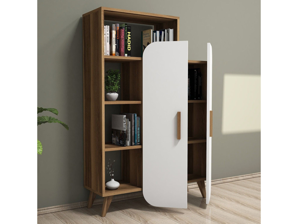 Houten boekenkast "Form" 90 x 32 x 132 cm - Notelaar