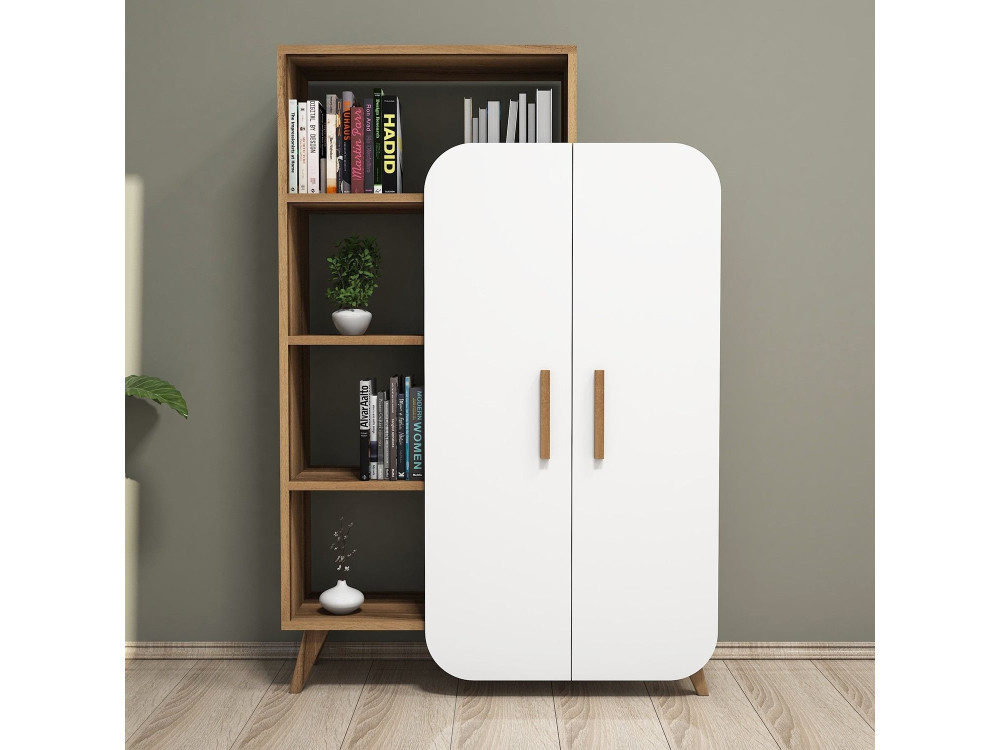 Houten boekenkast "Form" 90 x 32 x 132 cm - Notelaar