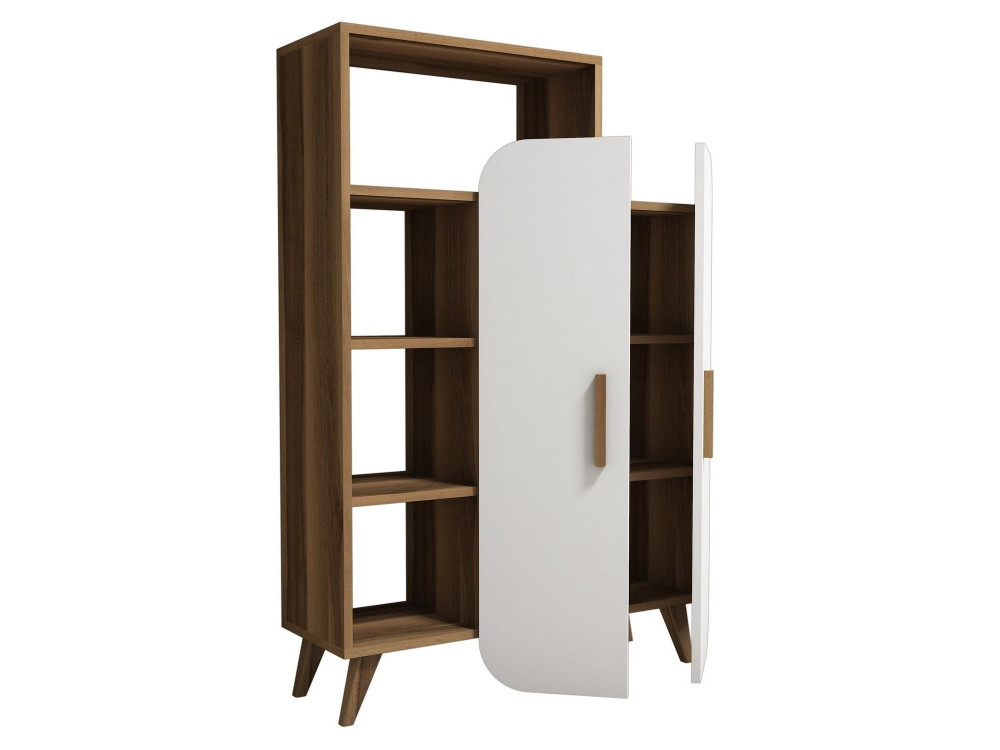 Houten boekenkast "Form" 90 x 32 x 132 cm - Notelaar