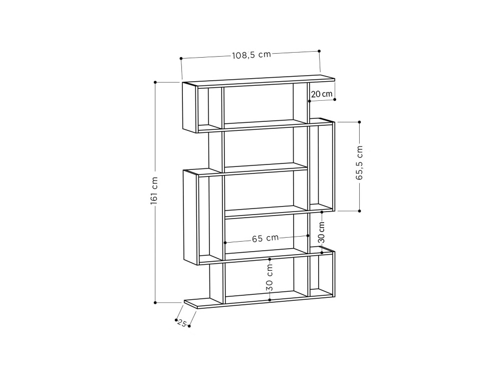 Houten boekenkast "Mito" - 110 x 25 x 161 cm - Antracietgrijs