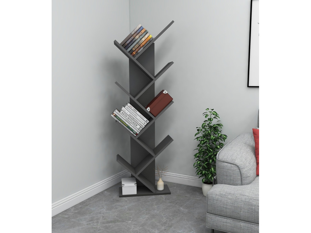 Houten boekenkast "Hitit" - 46 x 22 x 128 cm - Antraciet grijs