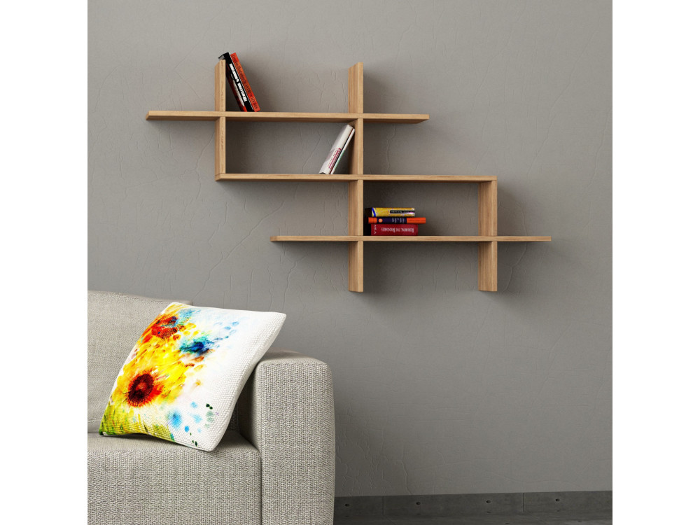 Halic" houten boekenkast - 150 x 22 x 82 cm - Eik
