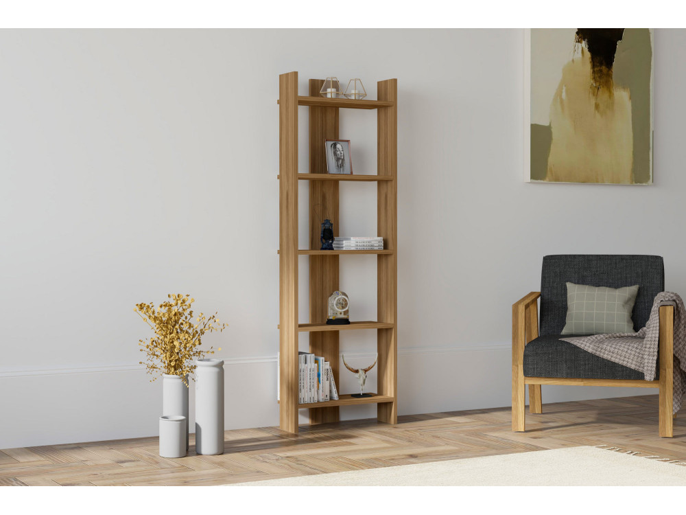 Houten boekenkast "Virba" - 52 x 22 x 149 cm - Notelaar