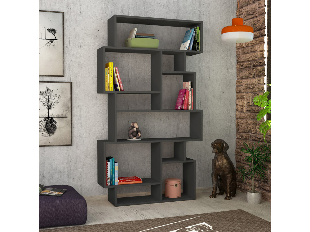 Houten boekenkast "Karmato" - 96 x 25 x 168 cm - Antracietgrijs