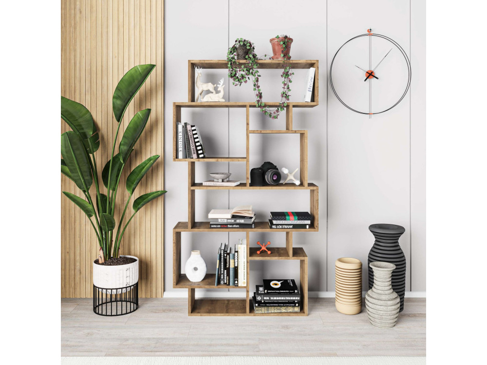 Houten boekenkast "Karmato" - 96 x 25 x 168 cm - Bruin