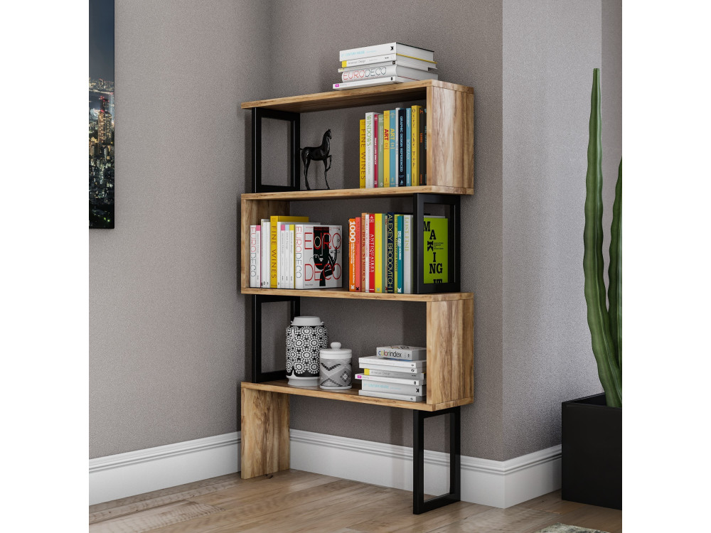 Houten boekenkast "Ceylan" - 80 x 22 x 128 cm - Notelaar