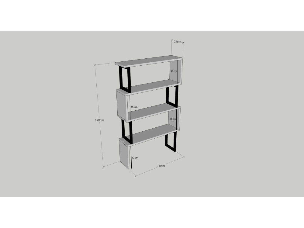 Houten boekenkast "Ceylan" - 80 x 22 x 128 cm - Notelaar
