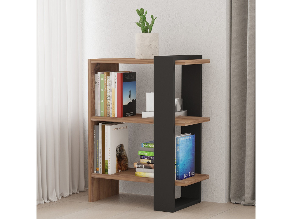 Houten boekenkast "Ova" - 51 x 25 x 70 cm - Eiken-Anthraciet