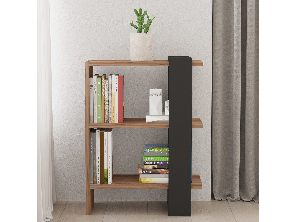 Houten boekenkast "Ova" - 51 x 25 x 70 cm - Eiken-Anthraciet