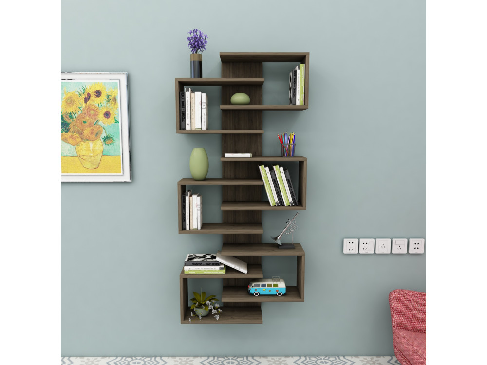 Houten boekenkast Lotus - 75 x 21 x 161 cm - Notenhout