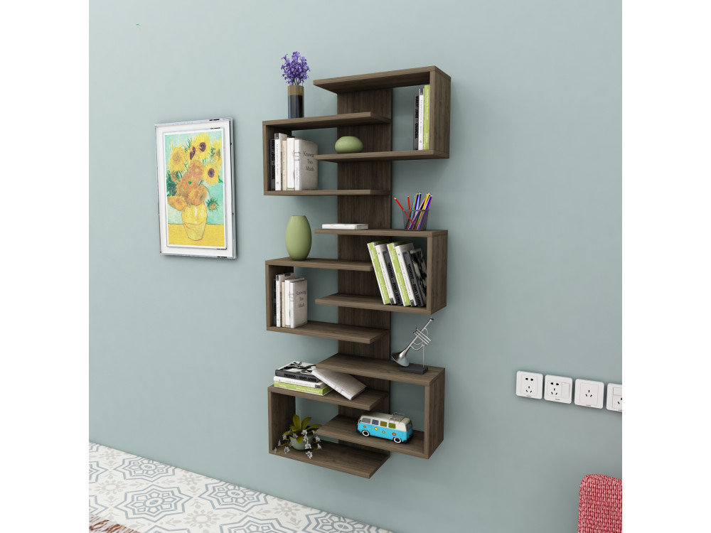Houten boekenkast Lotus - 75 x 21 x 161 cm - Notenhout
